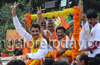 Victory celebrations for BJP’s Nalin Kumar a splash of colour